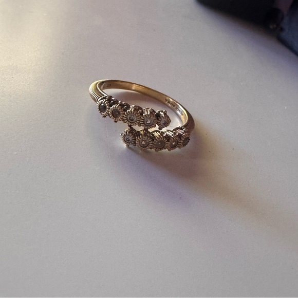 Judith Ripka 14K Gold & Diamond Gemstone bypass ring signed stamped - Picture 3 of 10